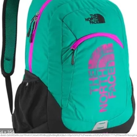 The North Face Haystack Backpack Teal Pink Logo School Travel Bag The North Face Haystack Backpack Pink Black School Travel  main image 2